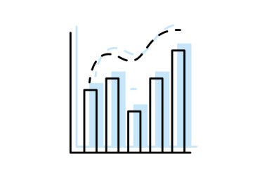 Histogram simgesi, histogram, frekans dağılımı, frekans grafiği, frekans diyagramı renk gölge ince simgesi, düzenlenebilir vektör simgesi, piksel mükemmel, illüstratör ai dosyası