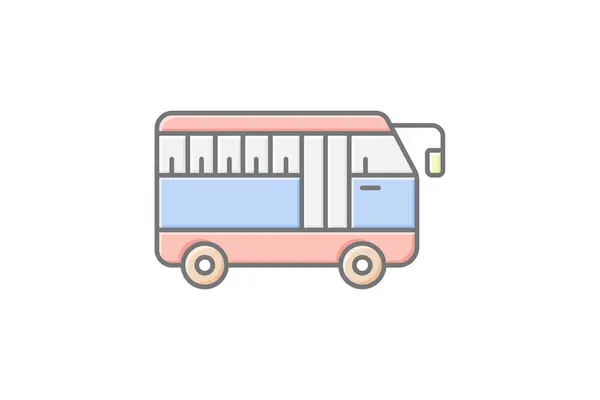 Ícone Ônibus Ônibus Treinador Treinadores Ícone Cor Linear Motorcoach Ícone — Vetor de Stock