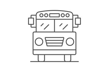 Okul servisi simgesi, otobüs, mezuniyet, kapak, çevrimiçi ince çizgi simgesi, düzenlenebilir vektör simgesi, piksel mükemmel, illüstratör ai dosyası