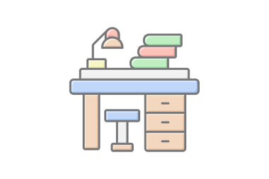 Çalışma Tablosu simgesi, tablo, masa, çalışma alanı, kurulum çizgisi renk simgesi, düzenlenebilir vektör simgesi, piksel mükemmel, illüstratör ai dosyası