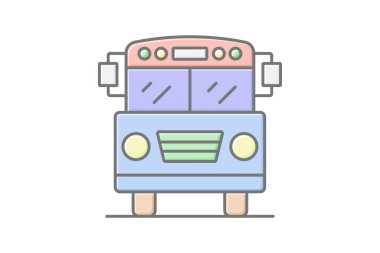 Okul servisi simgesi, otobüs, mezuniyet, kapak, çevrimiçi doğrusal renk simgesi, düzenlenebilir vektör simgesi, piksel mükemmel, illüstratör ai dosyası