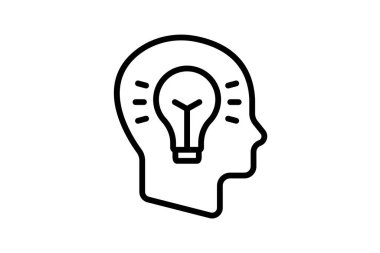 Yaratıcı Düşünme simgesi, düşünme, eğitim, teknoloji, okuma satırı simgesi, düzenlenebilir vektör simgesi, piksel mükemmel, illüstratör ai dosyası