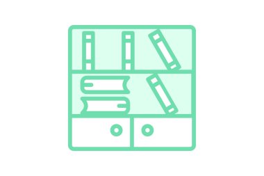 Okul Kütüphanesi simgesi, kütüphane, kitap, okuma, kaynak duotone satır simgesi, düzenlenebilir vektör simgesi, piksel mükemmel, illüstratör ai dosyası