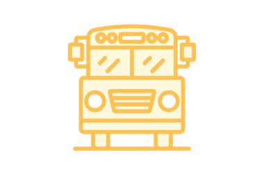 Okul servisi simgesi, otobüs, mezuniyet, kapak, çevrimiçi duotone satır simgesi, düzenlenebilir vektör simgesi, piksel mükemmel, illüstratör ai dosyası