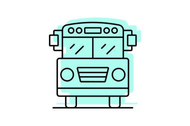 Okul servisi simgesi, otobüs, mezuniyet, kapak, çevrimiçi renk gölge ince simgesi, düzenlenebilir vektör simgesi, piksel mükemmel, illüstratör ai dosyası