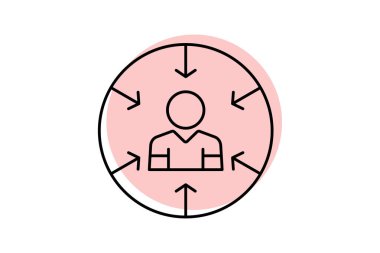 Müşteri merkezli tasarım simgesi, santrik, tasarım, kullanıcı, deneyim renk gölge inceliği simgesi, düzenlenebilir vektör simgesi, piksel mükemmel, illüstratör ai dosyası