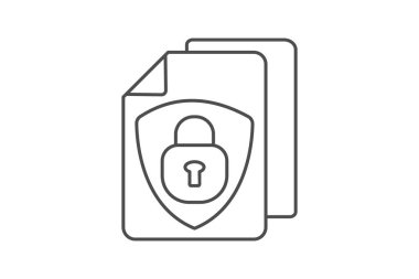 Güvenli Dosya simgesi, dosya, güvenlik, koruma, siber ince simge, düzenlenebilir vektör simgesi, piksel mükemmel, illüstratör ai dosyası