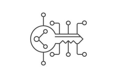 Şifreleme Anahtar simgesi, anahtar, güvenlik, koruma, siber ince simge, düzenlenebilir vektör simgesi, piksel mükemmel, illüstratör ai dosyası