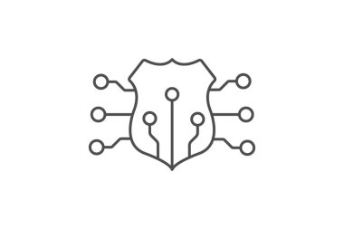 Siber Kalkan simgesi, kalkan, güvenlik, koruma, dijital ince çizgi simgesi, düzenlenebilir vektör simgesi, piksel mükemmel, illüstratör ai dosyası