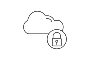 Güvenli Bulut simgesi, bulut, güvenlik, koruma, siber ince simge, düzenlenebilir vektör simgesi, piksel mükemmel, illüstratör ai dosyası