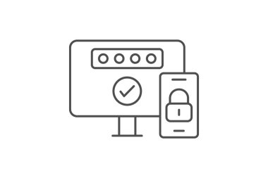 İki çarpanlı kimlik doğrulama simgesi, kimlik doğrulama, güvenlik, koruma, siber ince simge, düzenlenebilir vektör simgesi, piksel mükemmel, illüstratör ai dosyası