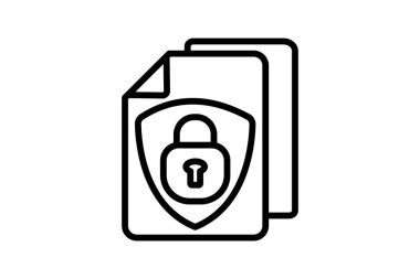 Güvenli Dosya simgesi, dosya, güvenlik, koruma, siber satır simgesi, düzenlenebilir vektör simgesi, piksel mükemmel, illüstratör ai dosyası