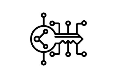 Şifreleme Anahtar simgesi, anahtar, güvenlik, koruma, siber satır simgesi, düzenlenebilir vektör simgesi, piksel mükemmel, illüstratör ai dosyası