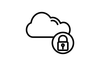 Güvenli Bulut simgesi, bulut, güvenlik, koruma, siber çizgi simgesi, düzenlenebilir vektör simgesi, piksel mükemmel, illüstratör ai dosyası
