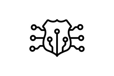 Siber Kalkan simgesi, kalkan, güvenlik, koruma, dijital çizgi simgesi, düzenlenebilir vektör simgesi, piksel mükemmel, illüstratör ai dosyası