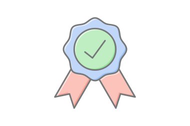 Kimlik doğrulama rozeti simgesi, rozet, güvenlik, koruma, siber doğrusal renk simgesi, düzenlenebilir vektör simgesi, piksel mükemmel, illüstratör ai dosyası