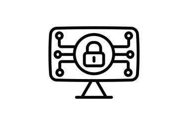 Siber kilitleme simgesi, kilitleme, güvenlik, koruma, dijital satır simgesi, düzenlenebilir vektör simgesi, piksel mükemmel, illüstratör ai dosyası