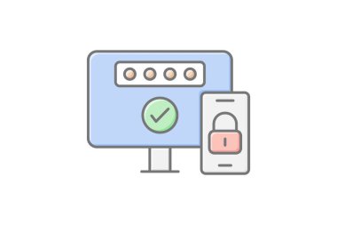 İki çarpanlı kimlik doğrulama simgesi, kimlik doğrulama, güvenlik, koruma, siber doğrusal renk simgesi, düzenlenebilir vektör simgesi, piksel mükemmel, illüstratör ai dosyası