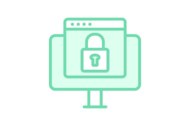 Güvenli Tarayıcı simgesi, tarayıcı, güvenlik, koruma, siber duoton satır simgesi, düzenlenebilir vektör simgesi, piksel mükemmel, illüstratör ai dosyası