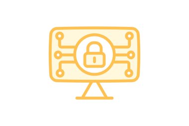 Siber kilitleme simgesi, kilitleme, güvenlik, koruma, dijital duoton satır simgesi, düzenlenebilir vektör simgesi, piksel mükemmel, illüstratör ai dosyası