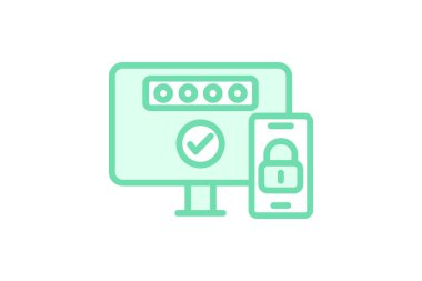 İki çarpanlı kimlik doğrulama simgesi, kimlik doğrulama, güvenlik, koruma, siber duoton satır simgesi, düzenlenebilir vektör simgesi, piksel mükemmel, illüstratör ai dosyası