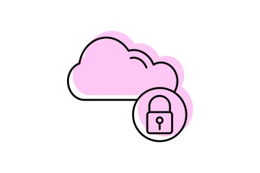 Güvenli Bulut simgesi, bulut, güvenlik, koruma, siber renk inceliği simgesi, düzenlenebilir vektör simgesi, piksel mükemmel, illüstratör ai dosyası