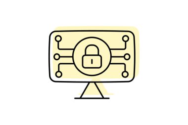 Siber kilitleme simgesi, kilitleme, güvenlik, koruma, dijital renk gölge inceliği simgesi, düzenlenebilir vektör simgesi, piksel mükemmel, illüstratör ai dosyası