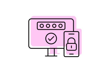 İki Faktörlü kimlik doğrulama simgesi, kimlik doğrulama, güvenlik, koruma, siber renk gölge ince simgesi, düzenlenebilir vektör simgesi, piksel mükemmel, illüstratör ai dosyası