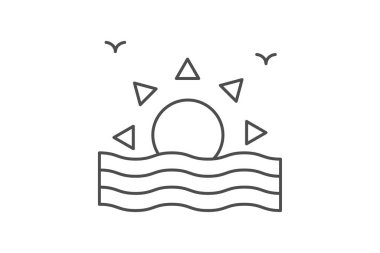 Hasat Günbatımı simgesi, günbatımı, sonbahar, sonbahar, sezon ince simgesi, düzenlenebilir vektör simgesi, piksel mükemmel, illüstratör ai dosyası