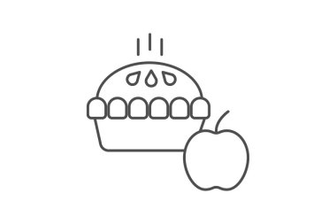 Elmalı turta ikonu, pasta, şükran günü, tatlı ince çizgi ikonu, düzenlenebilir vektör ikonu, piksel mükemmel, illüstratör ai dosyası