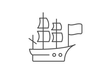 Mayflower Gemi simgesi, gemi, şükran günü, yolculuk, seyyahlar ince çizgi simgesi, düzenlenebilir vektör simgesi, piksel mükemmel, illüstratör ai dosyası