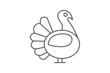 Hindi Kuşu simgesi, kuş, şükran günü, ziyafet, bayram ince simgesi, düzenlenebilir vektör simgesi, piksel mükemmel, illüstratör ai dosyası