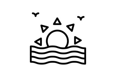 Hasat Günbatımı simgesi, günbatımı, sonbahar, sonbahar, sezon çizgisi simgesi, düzenlenebilir vektör simgesi, piksel mükemmel, illüstratör ai dosyası