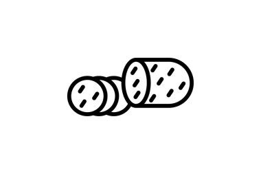 Dilimlenmiş jambon, Şükran Günü, et, domuz çizgisi simgesi, düzenlenebilir vektör simgesi, piksel mükemmel, illüstratör ai dosyası