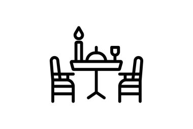 Yemek Masası Ayarlama simgesi, tablo, ayar, şükran günü, bayram çizgisi simgesi, düzenlenebilir vektör simgesi, piksel mükemmel, illüstratör ai dosyası