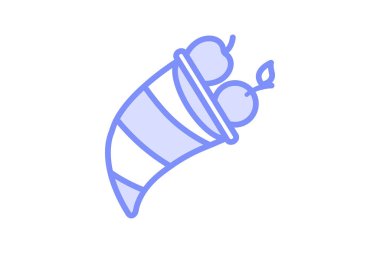 Şükran Günü Cornucopia Ortası simgesi, kornucopia, süs, tablo, dekorasyon duoton çizgi simgesi, düzenlenebilir vektör simgesi, piksel mükemmel, illüstratör ai dosyası