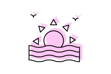 Hasat Günbatımı simgesi, günbatımı, sonbahar, sonbahar, mevsim renk gölge inceltme simgesi, düzenlenebilir vektör simgesi, piksel mükemmel, illüstratör ai dosyası