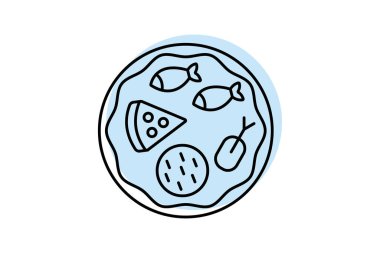 Şölen tabağı simgesi, tabak, şükran günü, akşam yemeği, yemek rengi gölge ince simgesi, düzenlenebilir vektör simgesi, piksel mükemmel, illüstratör ai dosyası