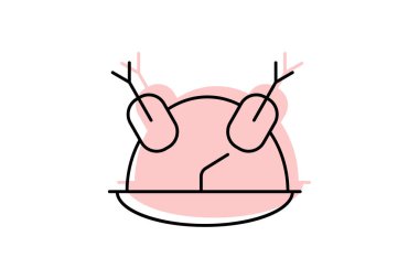 Şükran Günü Hindi Tabağı simgesi, hindi, tabak, ziyafet, yemek rengi gölge inceliği simgesi, düzenlenebilir vektör simgesi, piksel mükemmel, illüstratör ai dosyası