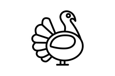 Hindi Kuşu simgesi, kuş, şükran günü, ziyafet, bayram çizgisi simgesi, düzenlenebilir vektör simgesi, piksel mükemmel, illüstratör ai dosyası