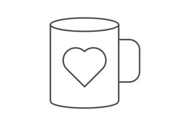 Kalp simgesi, kupa, kalp, içki, aşk ince simgesi, düzenlenebilir vektör simgesi, piksel mükemmel, illüstratör ai dosyası