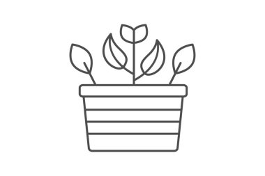 Çiçek saksısı simgesi, saksı, bitki, bahçe, çiçek çizgisi simgesi, düzenlenebilir vektör simgesi, piksel mükemmel, illüstratör ai dosyası
