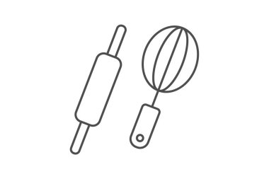 Karıştırıcı ve Fırınlama Araçları simgesi, pişirme, araçlar, mutfak, tencere inceliği simgesi, düzenlenebilir vektör simgesi, piksel mükemmel, illüstratör ai dosyası