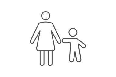 Anne ve Çocuk Silueti simgesi, çocuk, siluet, aşk, aile ince simgesi, düzenlenebilir vektör simgesi, piksel mükemmel, illüstratör ai dosyası