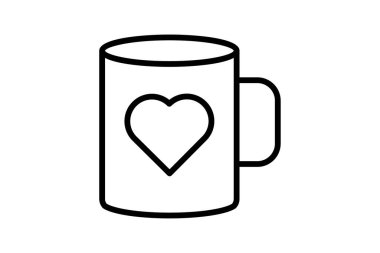 Kalp simgesi, kupa, kalp, içki, aşk çizgisi simgesi, düzenlenebilir vektör simgesi, piksel mükemmel, illüstratör ai dosyası