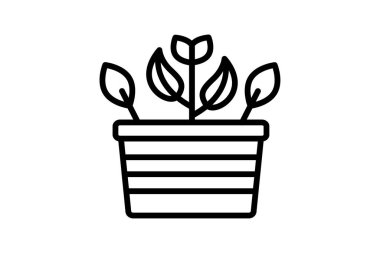 Çiçek saksısı simgesi, saksı, bitki, bahçe, çiçek çizgisi simgesi, düzenlenebilir vektör simgesi, piksel mükemmel, illüstratör ai dosyası