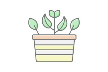 Çiçek saksısı simgesi, saksı, bitki, bahçe, çiçek çizgisi renk simgesi, düzenlenebilir vektör simgesi, piksel mükemmel, illüstratör ai dosyası