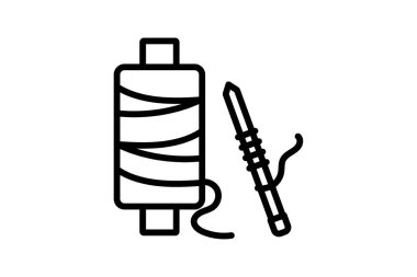 Örgü Şırıngaları ve İplik simgesi, iğneler, iplik, el işi, hobi çizgisi simgesi, düzenlenebilir vektör simgesi, piksel mükemmel, illüstratör ai dosyası