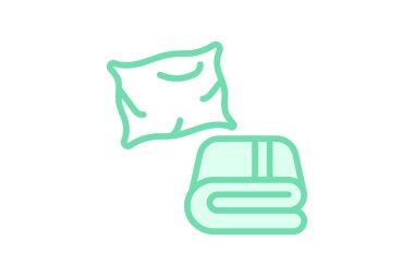 Yastık ve Battaniye simgesi, battaniye, yatak, uyku, konfor duoton çizgi simgesi, düzenlenebilir vektör simgesi, piksel mükemmel, illüstratör ai dosyası