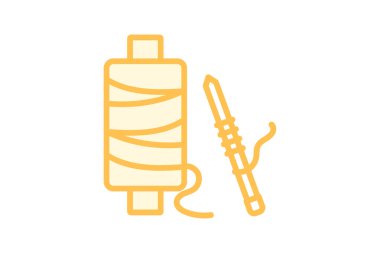 Örgü Şırıngaları ve İplik simgesi, iğneler, iplik, zanaat, hobi duoton çizgi simgesi, düzenlenebilir vektör simgesi, piksel mükemmel, illüstratör ai dosyası